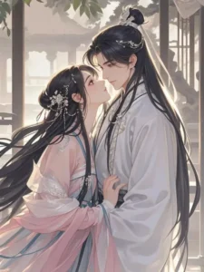 Văn Nhược Phu Quân bìa truyện ngôn tình cổ đại, nữ chính mạnh mẽ, nam chính thư sinh mỹ nam, phong cách cổ trang Trung Hoa lãng mạn