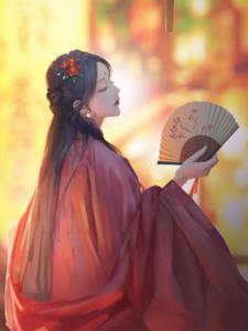 Ẩn Nương cổ trang nữ tử áo đỏ bi thương, ngôn tình cổ đại nữ cường báo thù, ảnh bìa truyện Mọt Truyện Chill