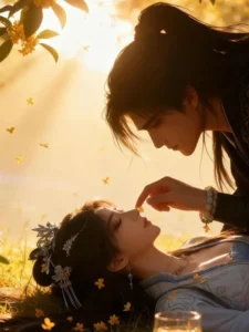 Bìa truyện Thịnh Dạ với hình ảnh cặp đôi nắm tay giữa ánh hoàng hôn, phù hợp thể loại huyền huyễn, linh dị, ngôn tình cổ đại.